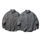 Men's Striped Oversized Shirt made of Washed Cotton Blend with Chest Pocket Fashion Glam