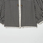 Ladies Vichy Check Blouse with Lace Trim, Tie Band and Three-Quarter Balloon Sleeves Fashion Glam