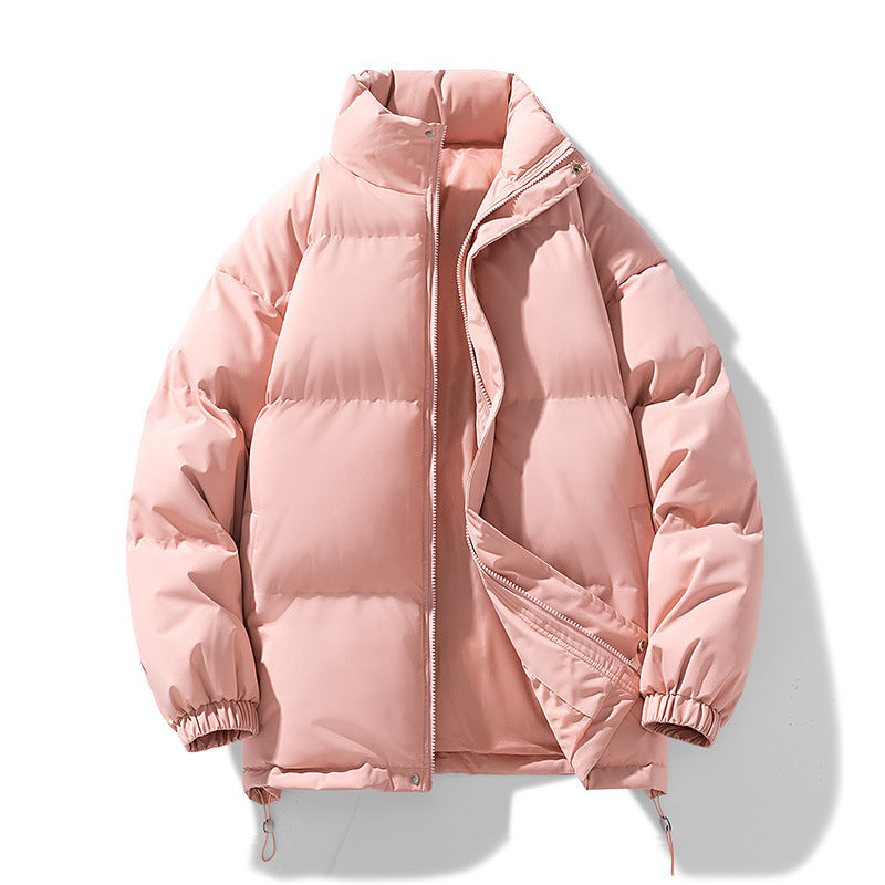 Women's Lightweight Down-Look Puffer Jacket with High Collar, Drawstring Hem, and Elastic Cuffs Fashion Glam