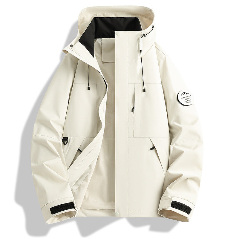 Men's Water and Windproof Softshell Outdoor Jacket with Adjustable Hood Fashion Glam