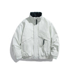 Unisex Boxy Padded Short Jacket with Asymmetric Pockets and High Stand-up Collar Fashion Glam
