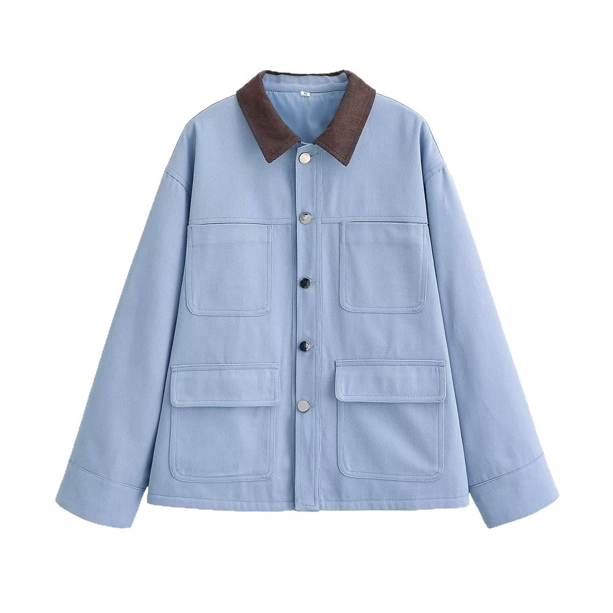 Women's Boxy Work Jacket with Cord Collar and Four Patch Pockets Fashion Glam