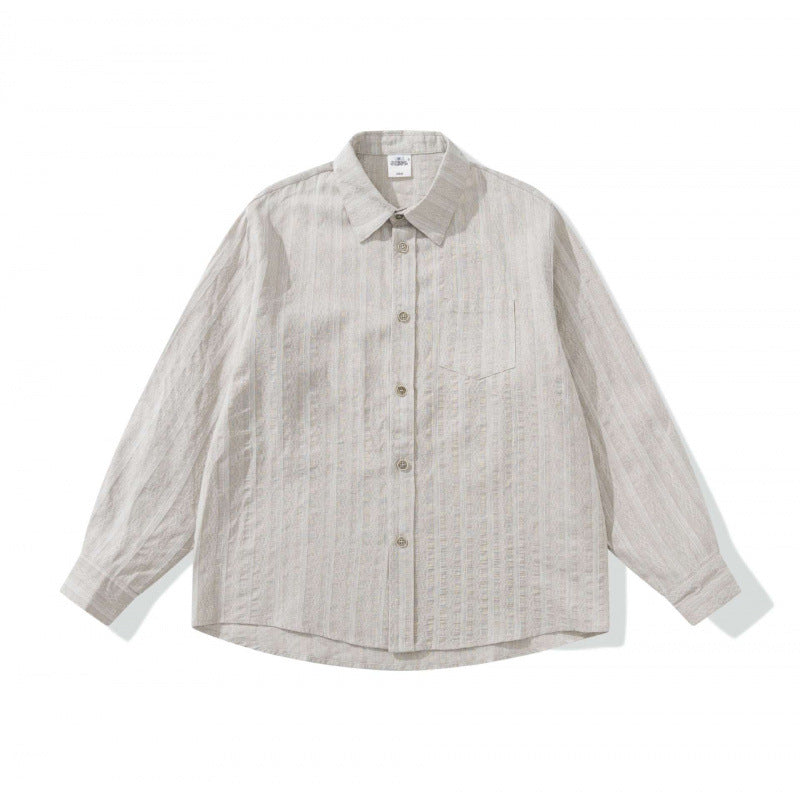 Unisex Lockeres Oversize Shirt made of linen blend with fine waffle texture and breast pocket Fashion Glam