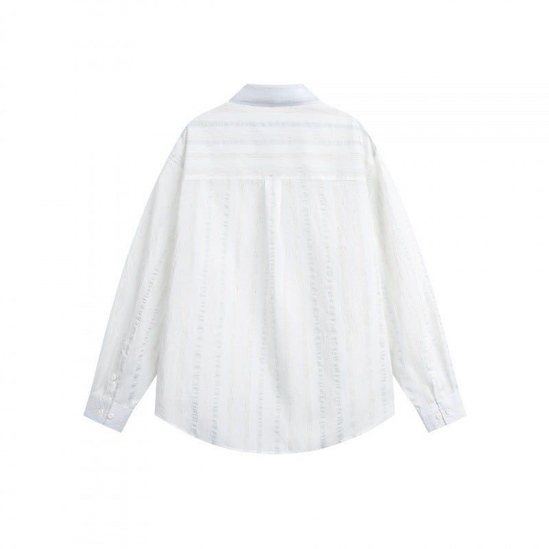 Unisex Lightweight Oversized Shirt made of Structured Blend with Chest Pocket and Rounded Hem Fashion Glam