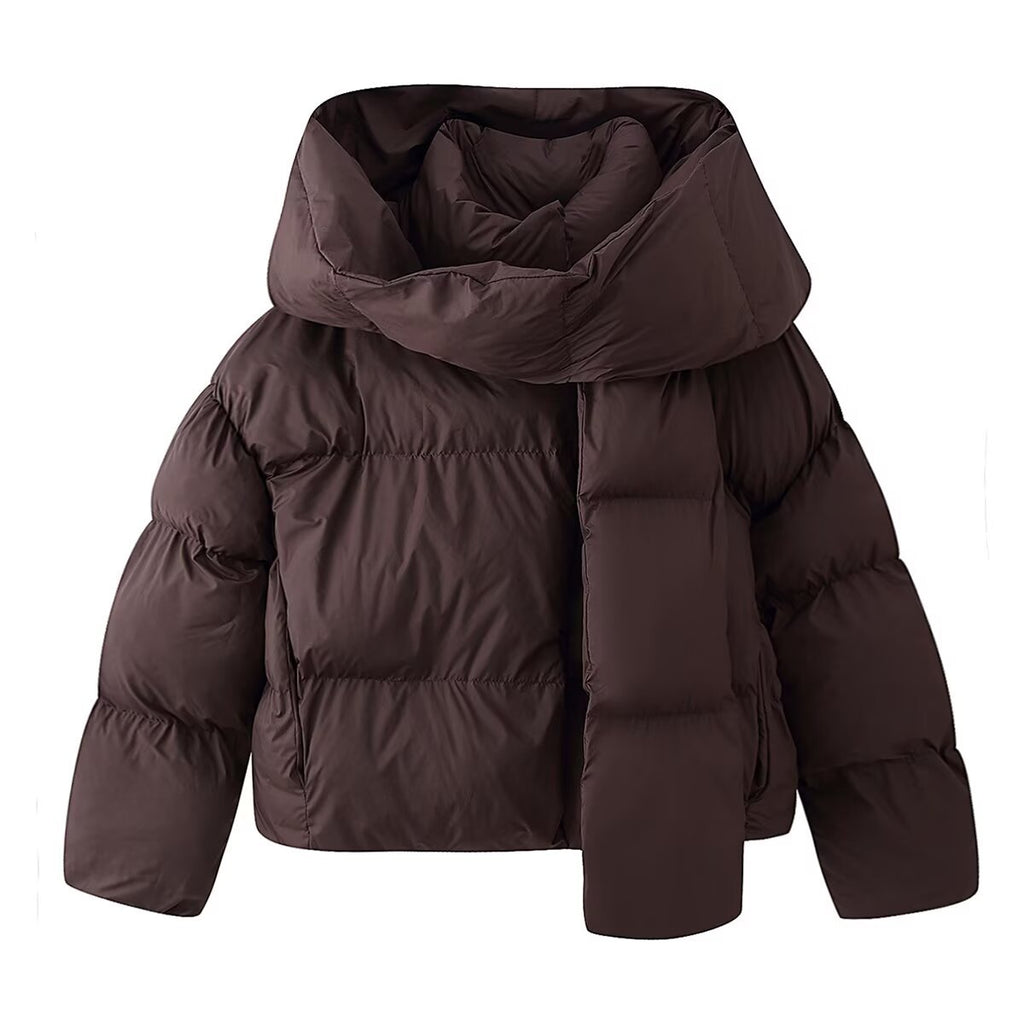 Ladies Short-Cut Padded Jacket with Voluminous Shawl Collar and Padding Fashion Glam