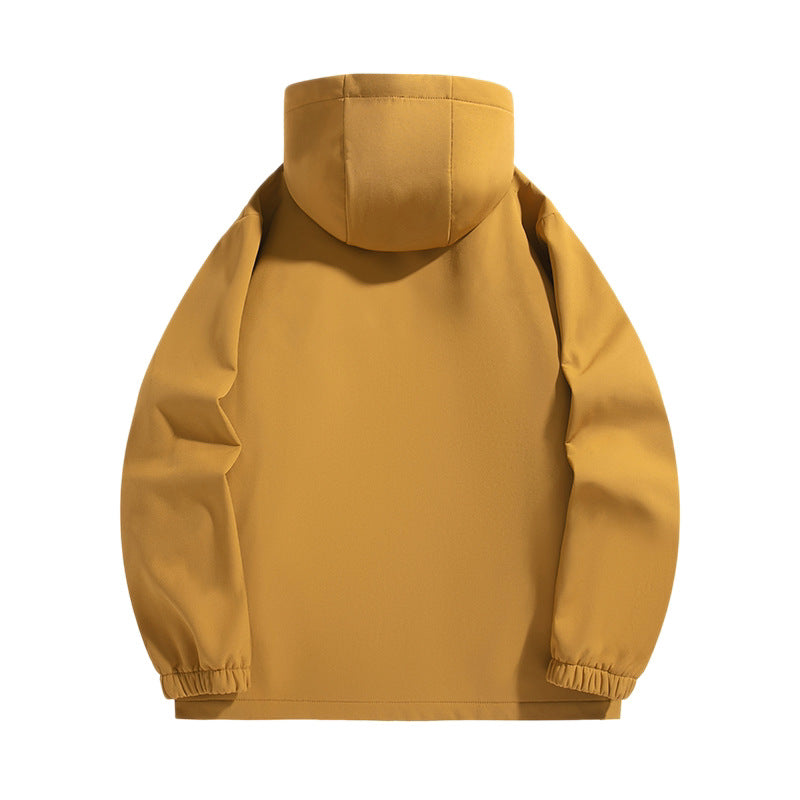 Men's Lightweight Softshell Hoodie Jacket with Water-Resistant Membrane and Chest Pocket Fashion Glam
