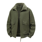 Men's Military Inspired Thermal Bomber Jacket with Teddy Lining, Arm Pocket and Snap Flap Pockets Fashion Glam