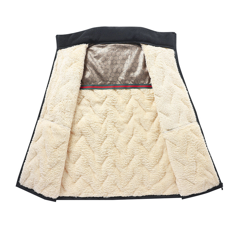 Men's quilted insulation vest with Sherpa lining, wind-resistant exterior and zippered pockets Fashion Glam