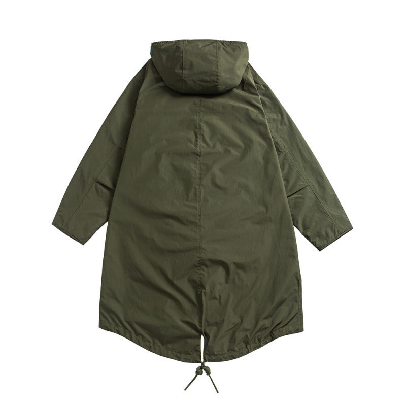 Unisex Oversize Wind and Waterproof Parka with Hood and Fish Tail Hem Fashion Glam