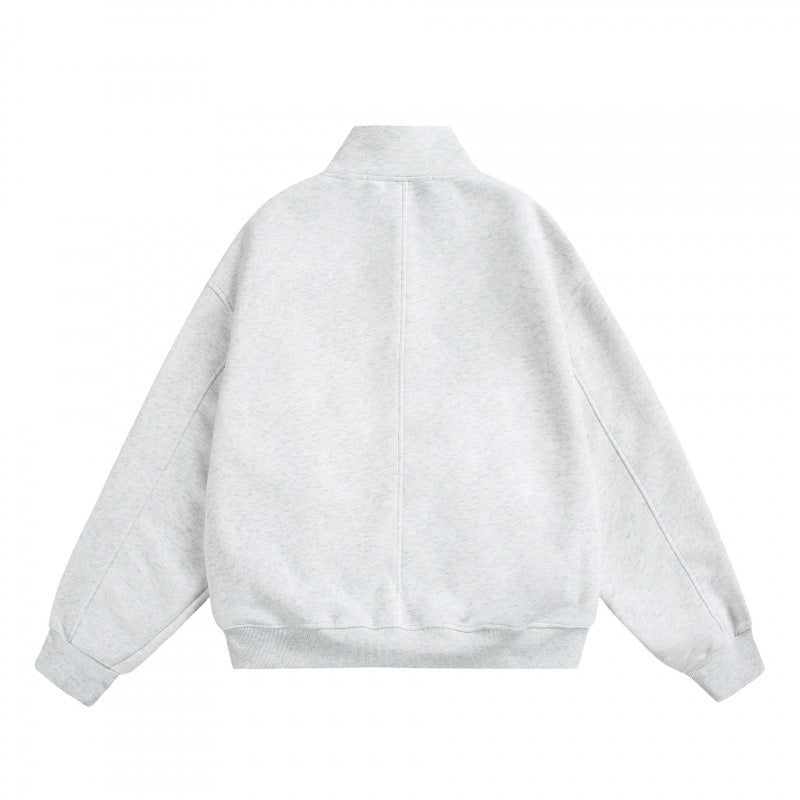 Unisex Oversize-Halfzip-Sweatshirt with Stand-up Collar and Flap Pockets Fashion Glam