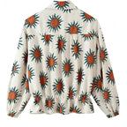 Women's Printed Bomber Jacket with Zipper, Shirt Collar and Waist Drawstring Fashion Glam