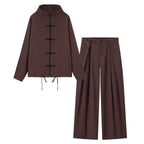 Women's lightweight boxy jacket with stand-up collar, zipper front, drawstring and decorative knot closures Fashion Glam