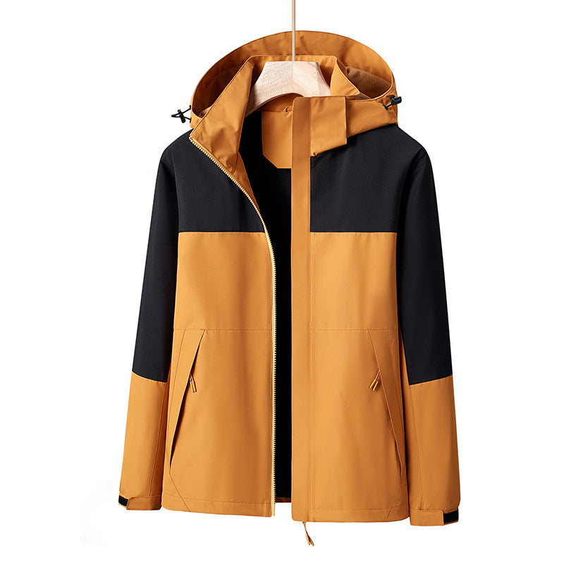 Men's Lightweight Windproof Softshell Rain Jacket with Hood and Contrast Trim Fashion Glam