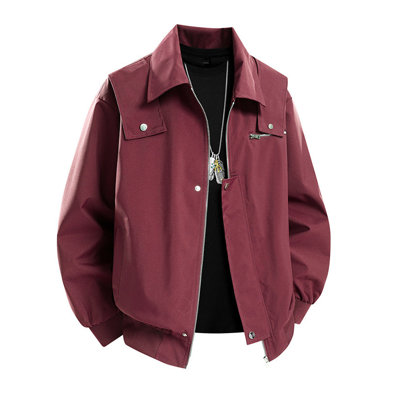 Men's Oversize Utility Coach Jacket with Zipper, Snap Placket, and Elastic Cuffs Fashion Glam