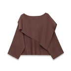 Women's Oversized Knit Poncho with Asymmetrical Ruffle Collar Fashion Glam