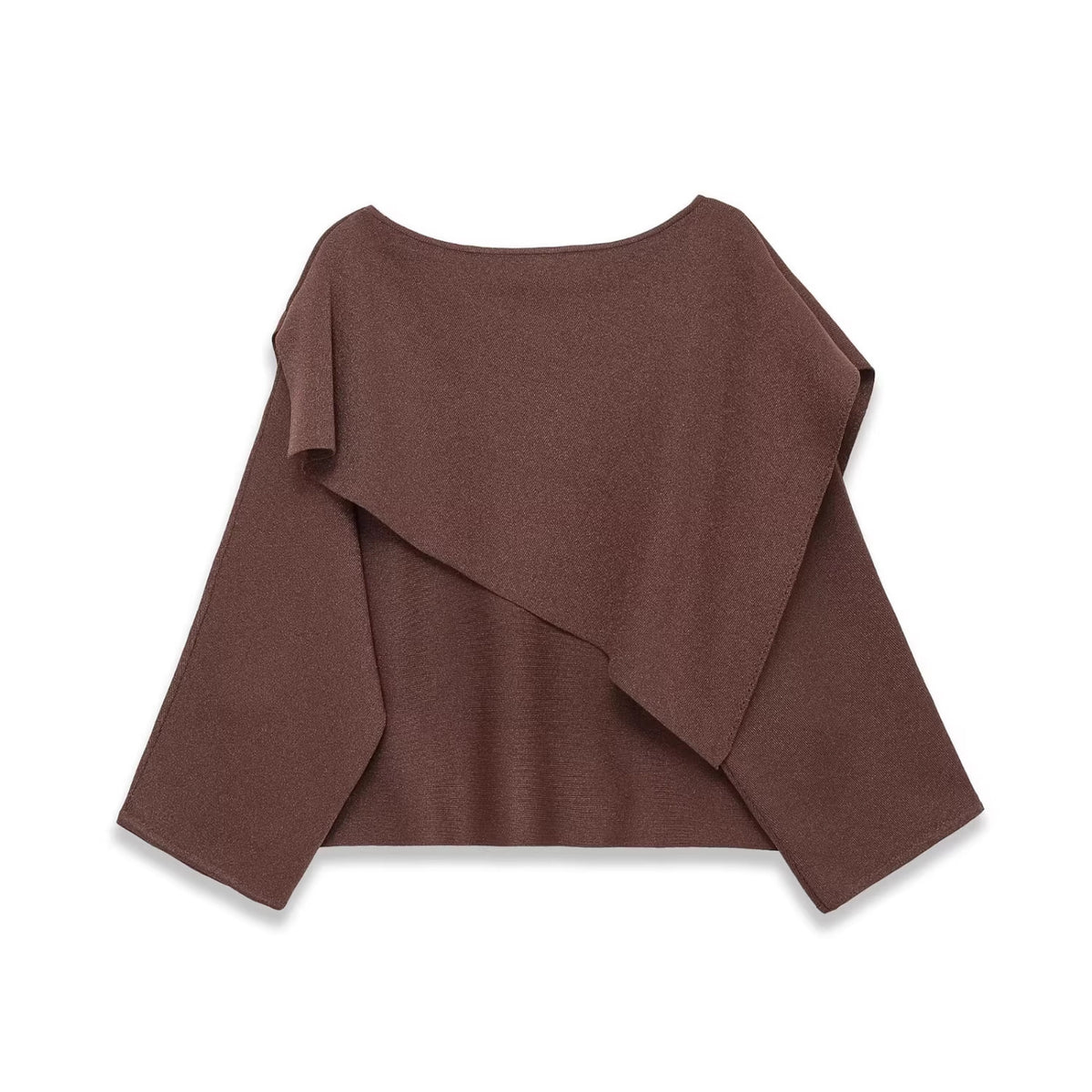 Women's Oversized Knit Poncho with Asymmetrical Ruffle Collar Fashion Glam