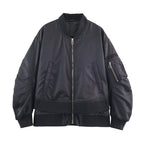 Women's Oversize Bomber Jacket with padded quilted lining, sleeve zip pocket and wide ribbed cuff Fashion Glam