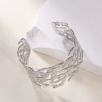 Women's Open Bangle with Elegant Wave Design Fashion Glam