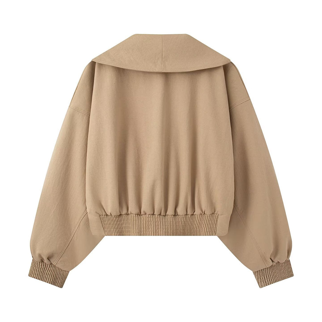 Women's short jacket with wide shawl collar, tailored tie belt and balloon sleeves Fashion Glam