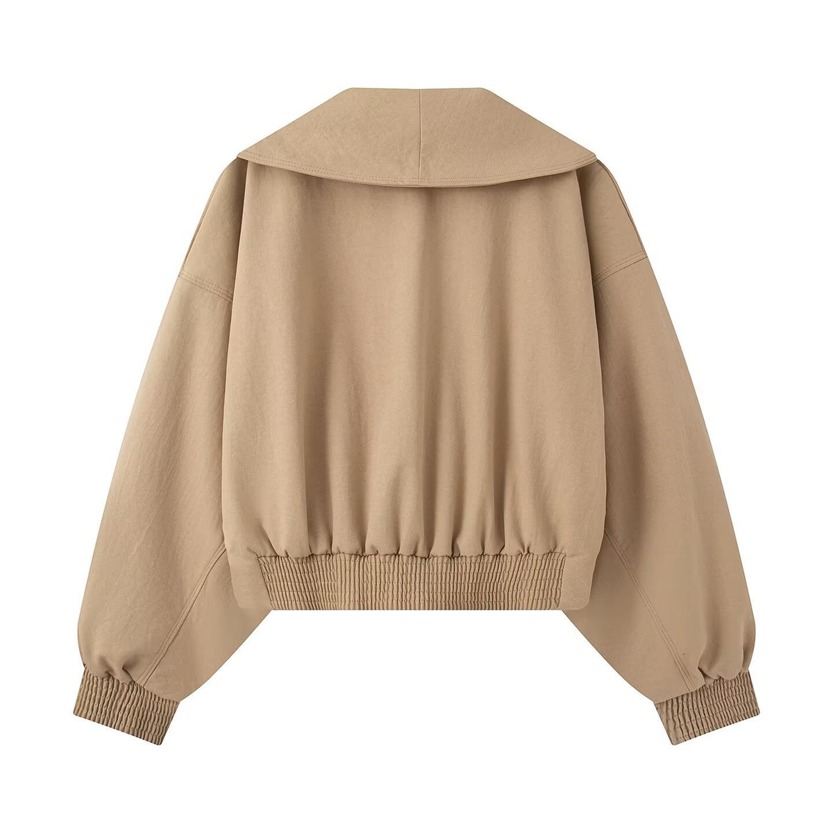 Women's short jacket with wide shawl collar, tailored tie belt and balloon sleeves Fashion Glam