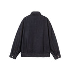 Men's Boxy Denim Jacket with Full Zip, Chest Zip Pocket and Shirt Collar Fashion Glam