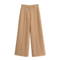Women's high-waisted wide pleated trousers with continuous crease and side pockets Fashion Glam
