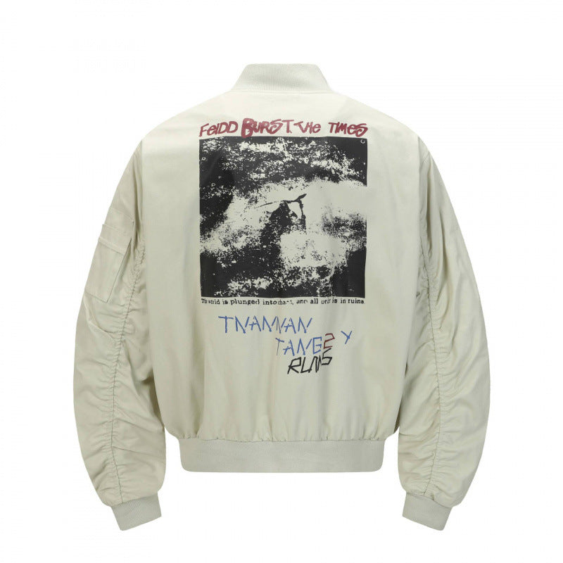 Unisex Short Cut Boxy Bomber Jacket with Concealed Front Placket and Flap Pockets Fashion Glam