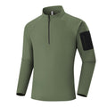 Men's Breathable Functional Long Sleeve Shirt with Stand Collar, 1/4 Zipper and Sleeve Utility Pocket Fashion Glam