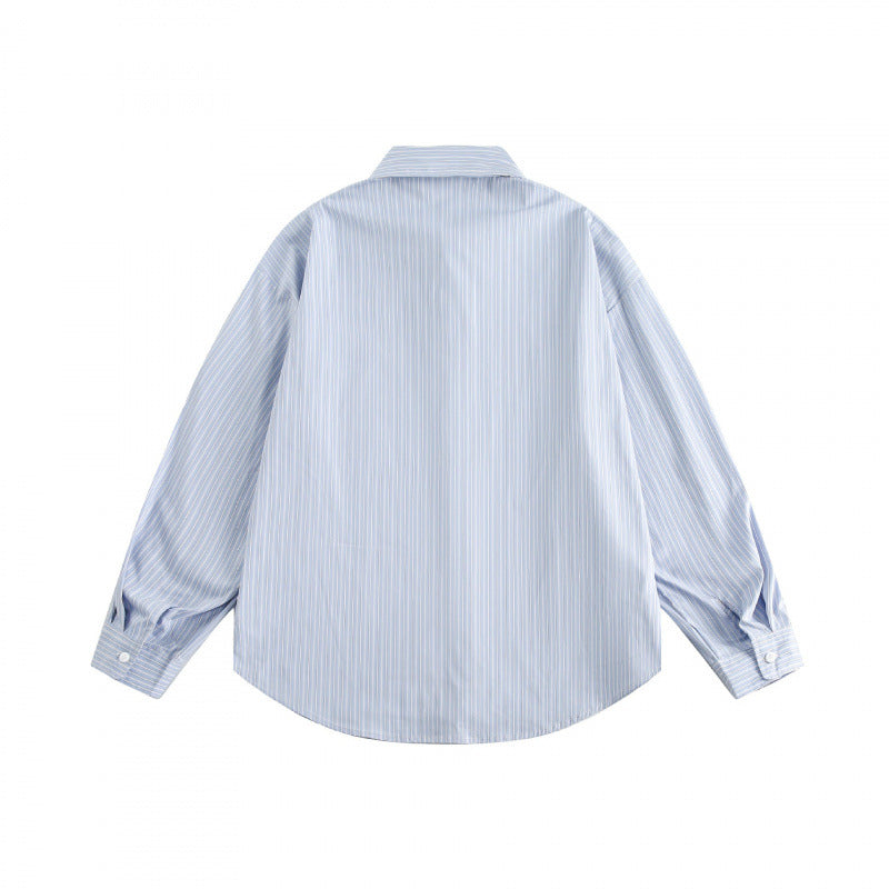 Men's loosely falling boxy shirt with fine pinstripes and chest pocket Fashion Glam