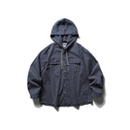 Unisex Oversized Hoodie Overshirt made of cotton blend with chest flaps and continuous button placket Fashion Glam