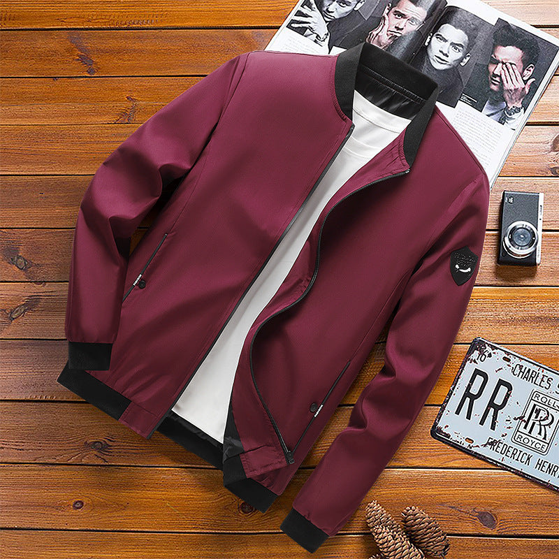 Men's urban lightweight bomber jacket with concealed two-way zipper, ribbed cuffs and arm pocket Fashion Glam