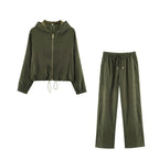 Women's wide lounge pants in velour look with drawstring and side pockets Fashion Glam
