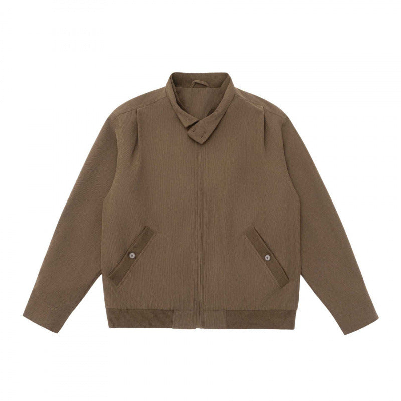 Men's Lightweight Blouson Jacket in Bomber Style with Stand-Up Collar and Concealed Zipper Fashion Glam