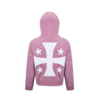 Unisex Fluffy Hoodie with Unicorn Motif and Continuous Zipper Fashion Glam