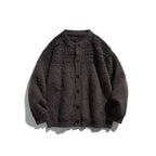 Unisex Chunky Knit Oversized Button-Down Cardigan made of Mohair Mix with Round Neck Fashion Glam