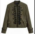 Women’s short military-style jacket with decorative cords and stand-up collar Fashion Glam