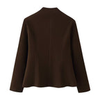 Women's Tailored Blazer with Stand Collar and Decorative Gold Buttons Fashion Glam