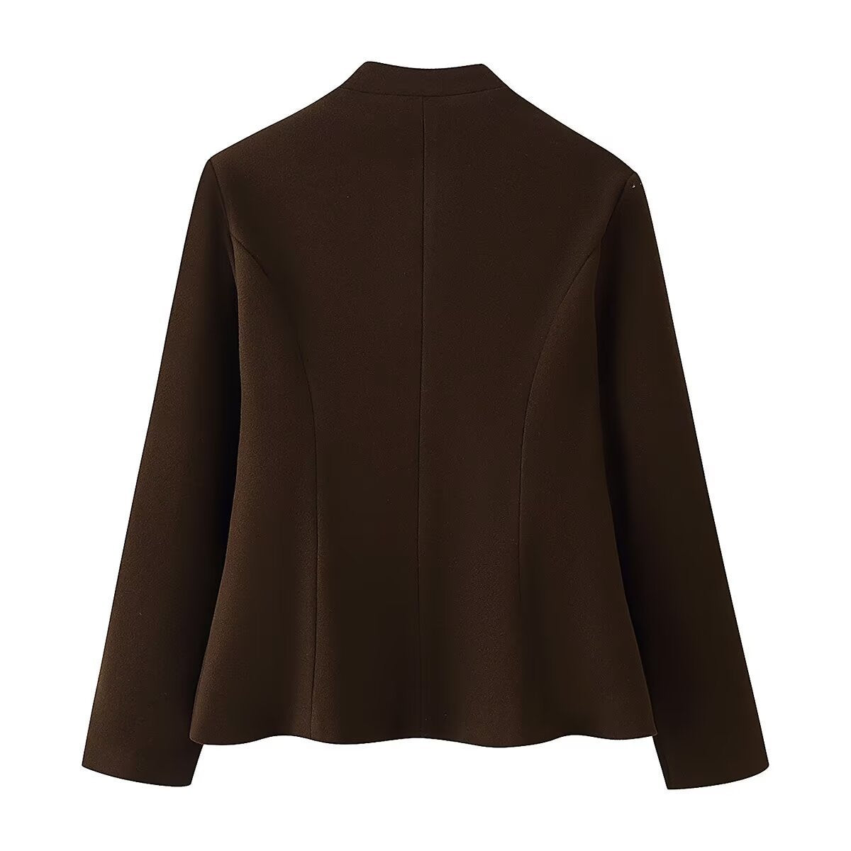 Women's Tailored Blazer with Stand Collar and Decorative Gold Buttons Fashion Glam