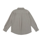 Unisex Boxy Shirt Jacket with Lapel Collar, Chest Pocket and Fine Pinstripe Fashion Glam