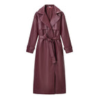 Women Oversize Faux Leather Coat in Trench Coat Style with Wide Lapels Fashion Glam
