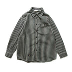 Unisex Oversized Shirt Jacket with Vertical Stripes, Boxy Cut and Chest Pocket Fashion Glam