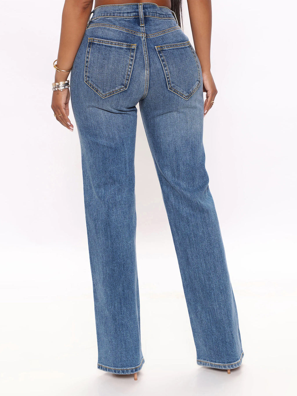 Women's High-Waisted Straight-Leg Jeans in Retro Style with Wide Hem and Five-Pocket Design Fashion Glam