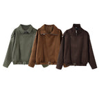 Women's short jacket in biker blouson style with belt and asymmetrical flap Fashion Glam