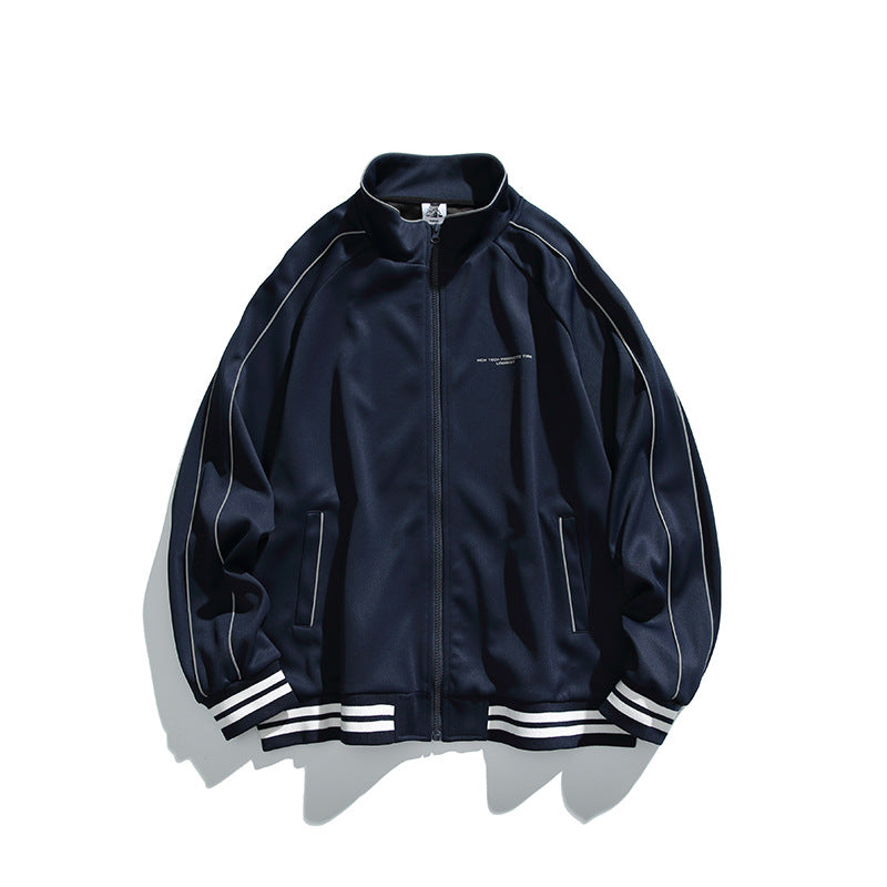 Unisex Sportive Track Jacket in oversized cut with stand-up collar, contrast piping and ribbed cuffs Fashion Glam