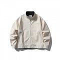 Men's lightweight cotton canvas jacket with stand-up collar and plaid lining Fashion Glam