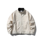 Men's lightweight cotton canvas jacket with stand-up collar and plaid lining Fashion Glam