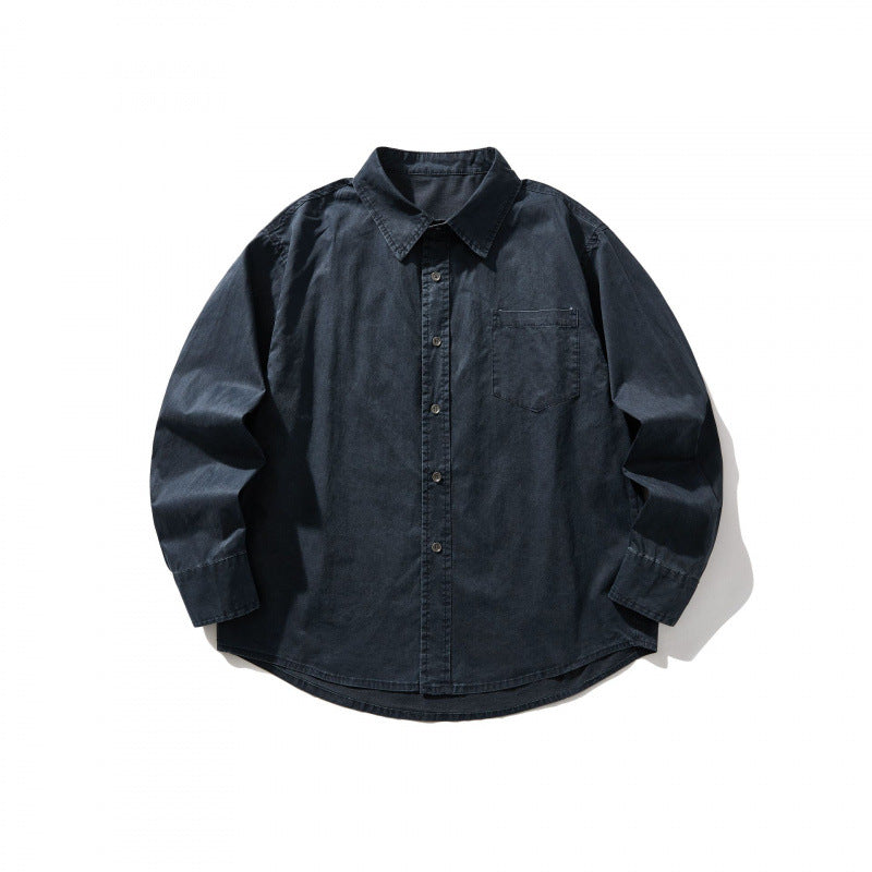 Unisex Oversize-Denim-Shirt Jacket with boxy silhouette, chest pocket and rounded hem Fashion Glam