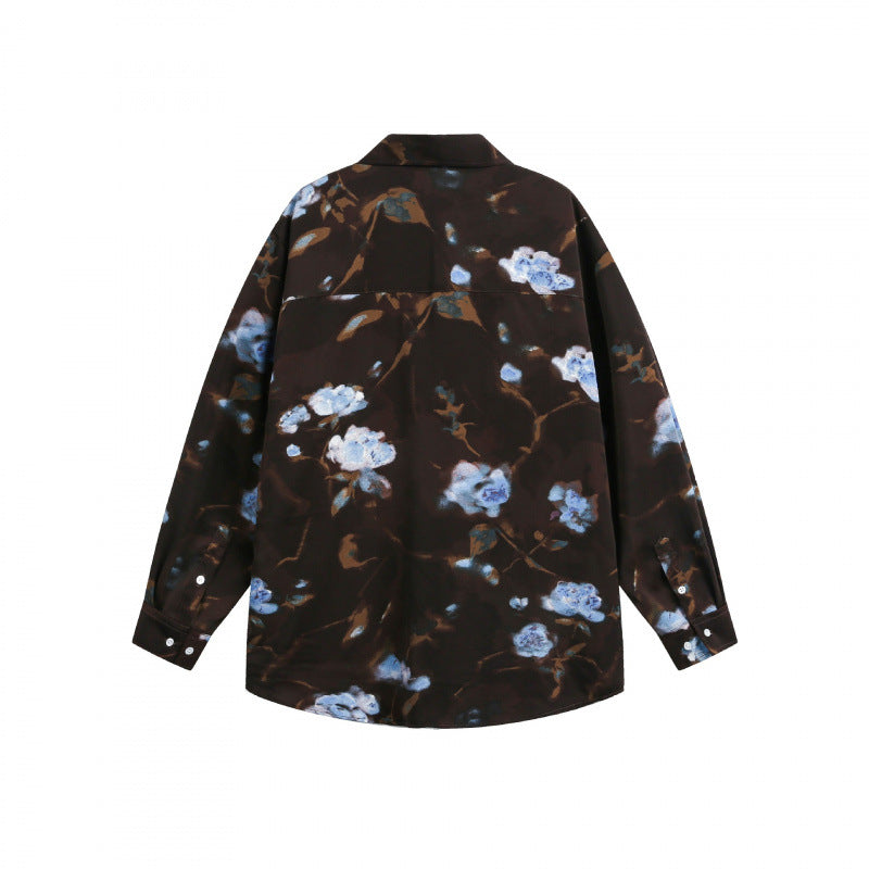 Unisex Oversize Shirt with floral print, boxy silhouette and chest pocket Fashion Glam
