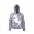 Unisex Fluffy Hoodie with Unicorn Motif and Continuous Zipper Fashion Glam