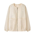 Women's Shiny Bomber Jacket with Decorative Stone Trim and Elastic Hem Fashion Glam